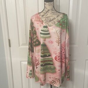 Festive Christmas Tree Long Sleeve Top